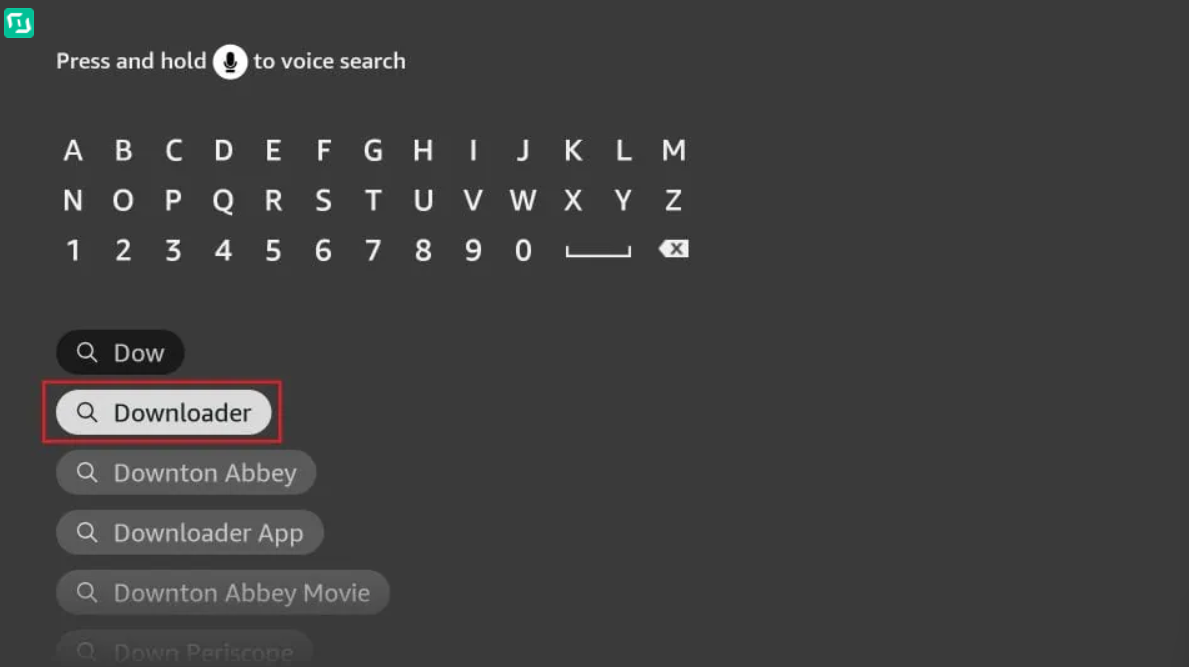 Search for Downloader app on FireStick